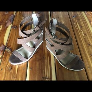 Tan Wedge Strap Sandals Size 9